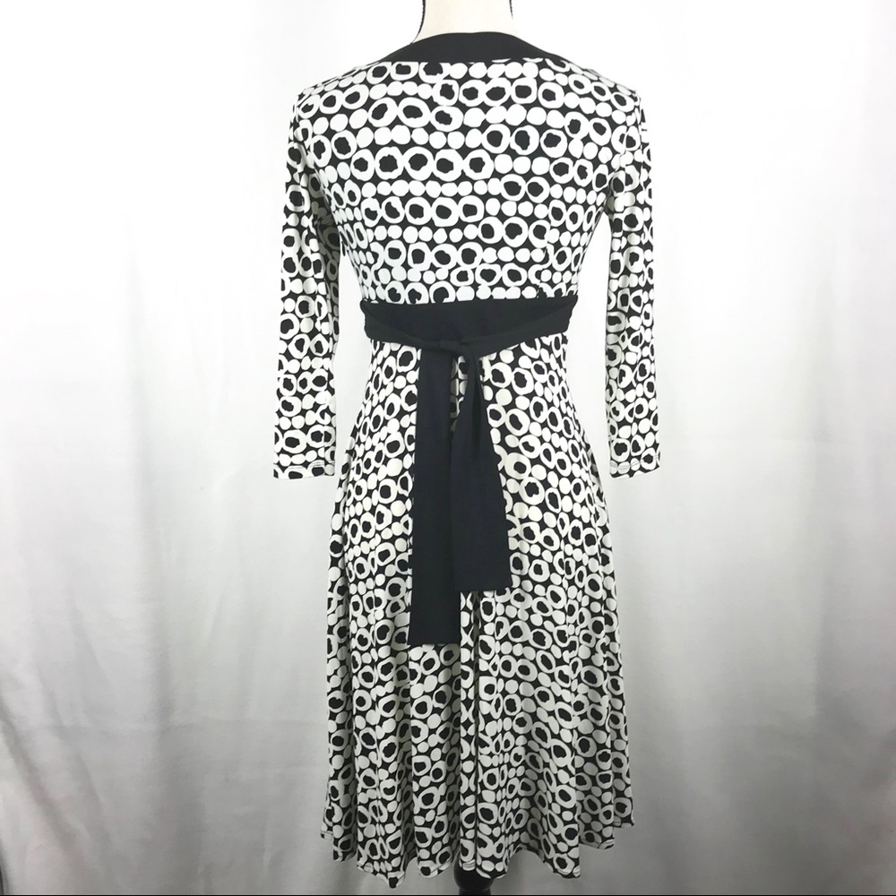 Maggy London Empire Waist Dress Sz 4 Black White - Picture 6 of 8
